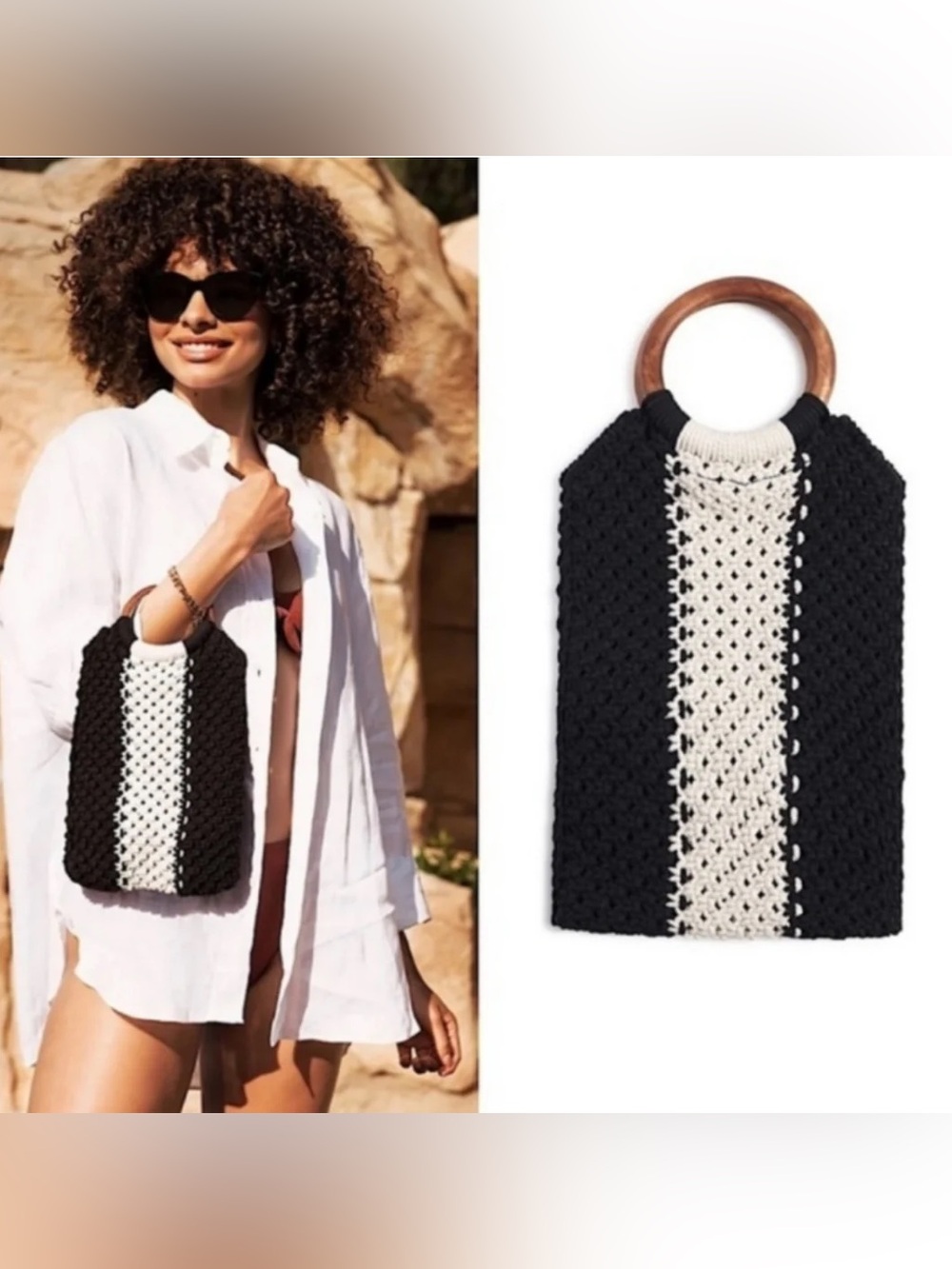 LAUDE The Label x CURATEUR The Gabby Macrame Bag Made in India NWT boho beach